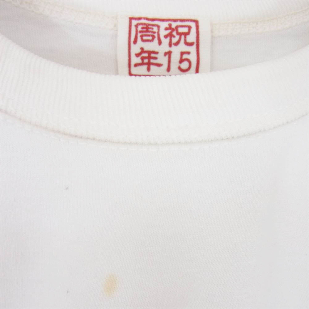 SAMURAI JEANS サムライジーンズ 15周年記念モデル 14番台丸 へヴィーオンス プリント 半袖 Tシャツ ホワイト系 M【中古】