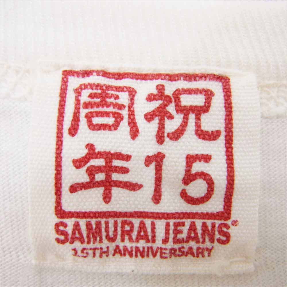 SAMURAI JEANS サムライジーンズ 15周年記念モデル 14番台丸 へヴィーオンス プリント 半袖 Tシャツ ホワイト系 M【中古】
