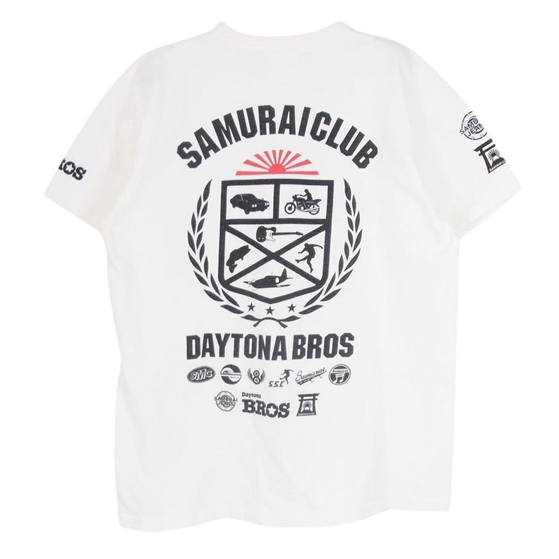 SAMURAI JEANS サムライジーンズ SJSC11-101DB サムライ倶楽部 Dytona BROS プリント 半袖 Tシャツ ホワイト系 M【中古】