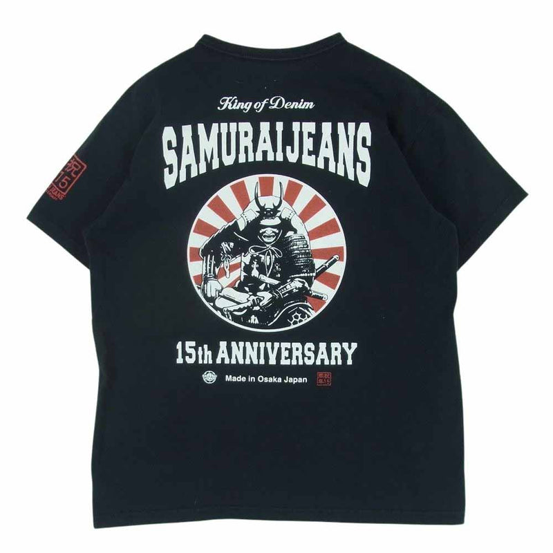 SAMURAI JEANS サムライジーンズ SJST15TH-01 15周年記念モデル 14番台丸 へヴィーオンス プリント 半袖 Tシャツ ブラック系 M【中古】