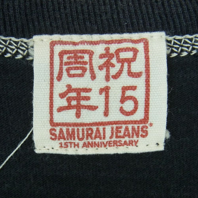 SAMURAI JEANS サムライジーンズ SJST15TH-01 15周年記念モデル 14番台丸 へヴィーオンス プリント 半袖 Tシャツ ブラック系 M【中古】