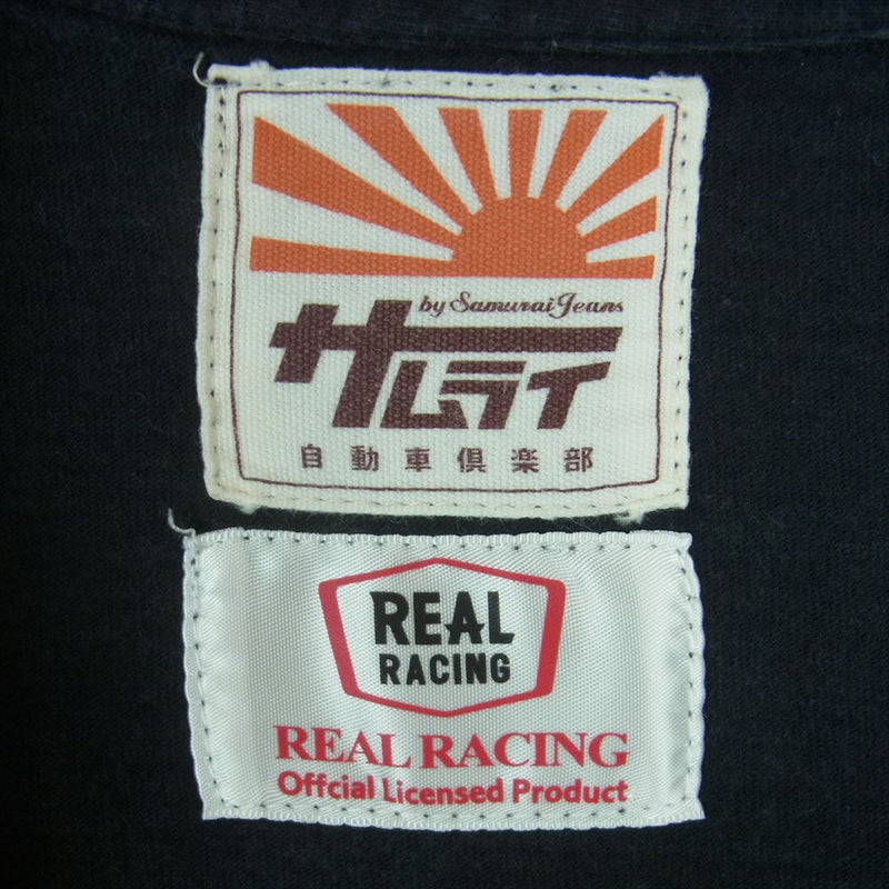 SAMURAI JEANS サムライジーンズ REAL RACING リアルレーシング プリント 半袖 ポロシャツ ブラック系 M【中古】