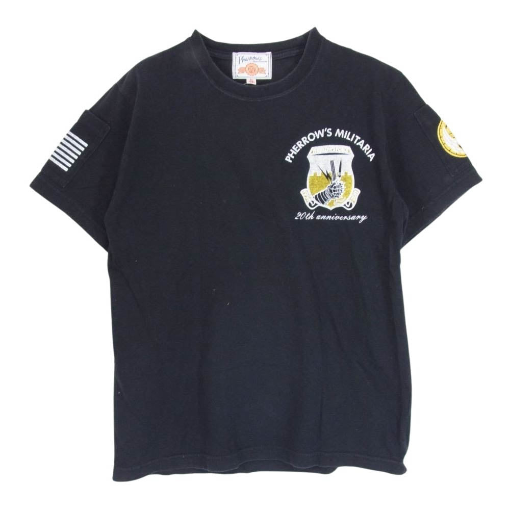Pherrow's フェローズ 20周年 アニバーサリー プリント Tシャツ ブラック系 38【中古】