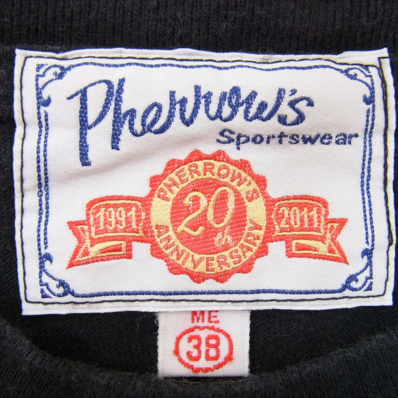 Pherrow's フェローズ 20周年 アニバーサリー プリント Tシャツ ブラック系 38【中古】