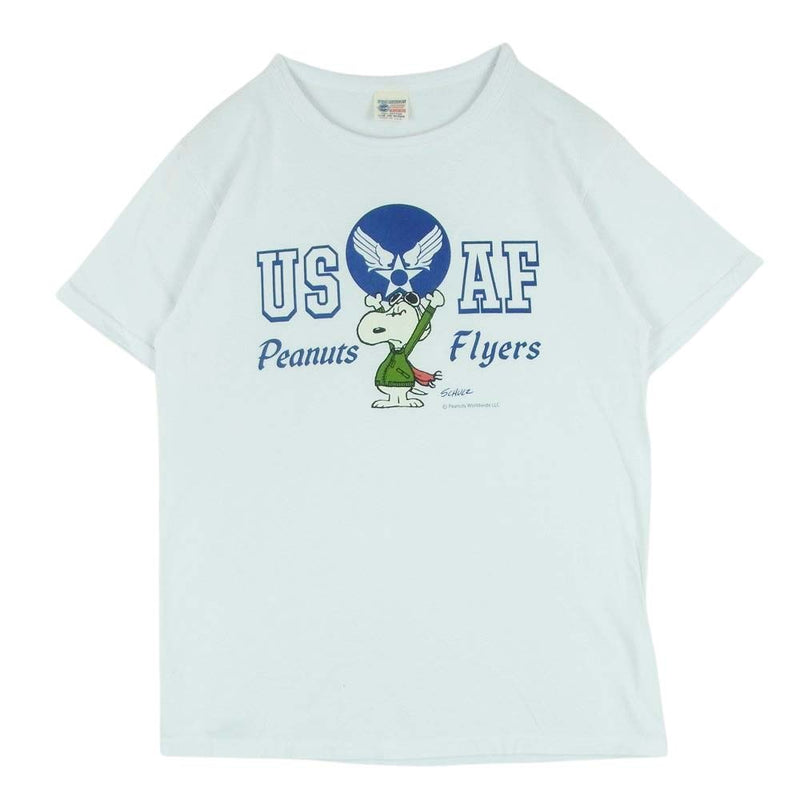 Buzz Rickson's バズリクソンズ PEANUTS ピーナッツ USAF PEANUTS FLYERS プリント 半袖 Tシャツ ホワイト系 M【中古】