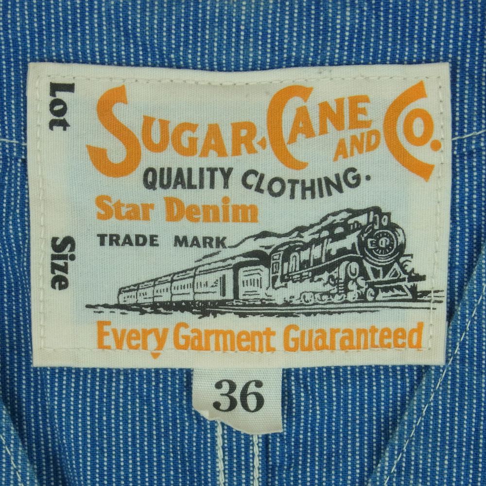 SUGAR CANE シュガーケーン SC13529 ジーンコード ストライプ ワーク ベスト コットン 日本製 ブルー系 36【中古】