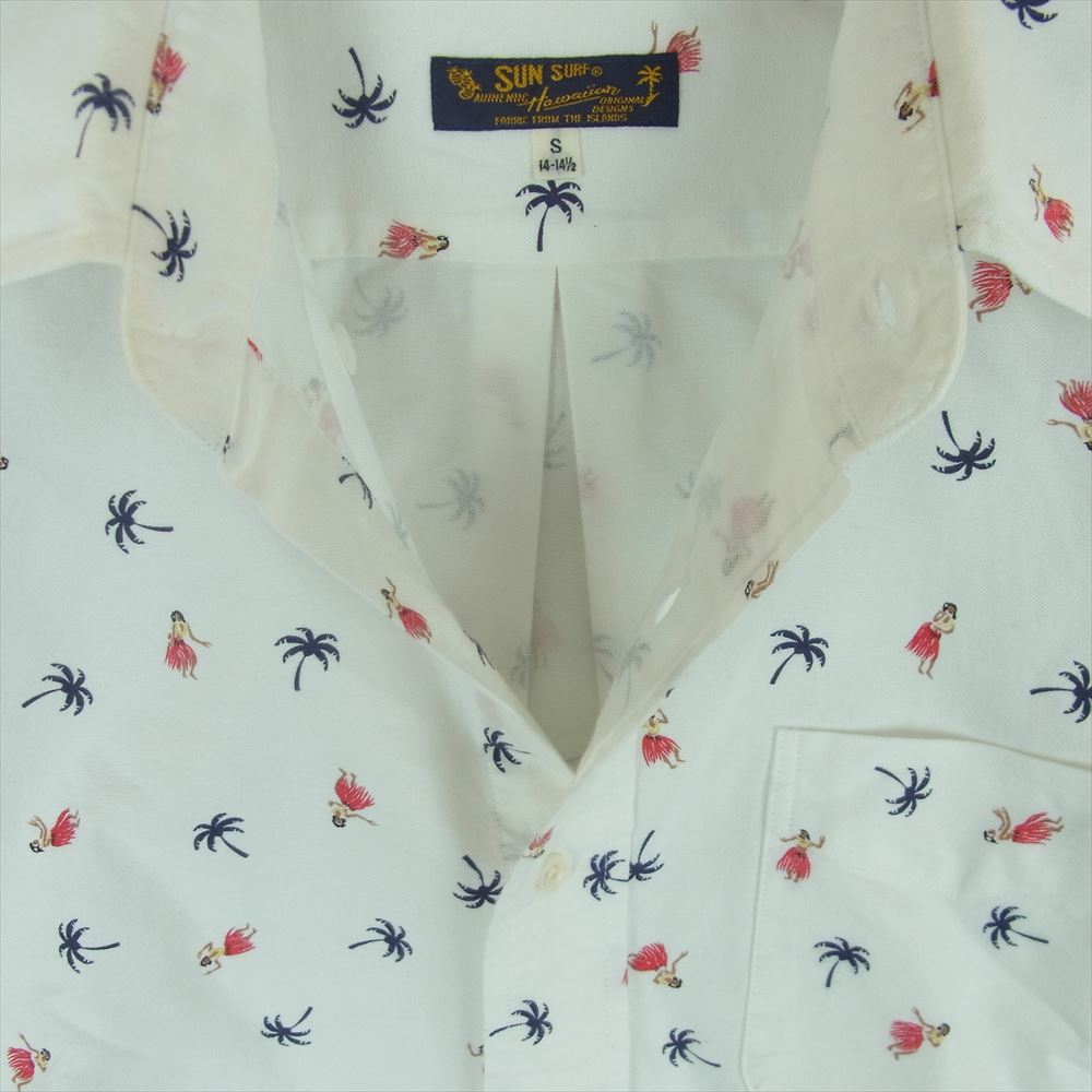 SUN SURF サンサーフ SS34973 OXFORD B.D. SHIRT HULA DANCER 東洋 オックスフォード ボタンダウン フラダンス シャツ ホワイト系 S【中古】