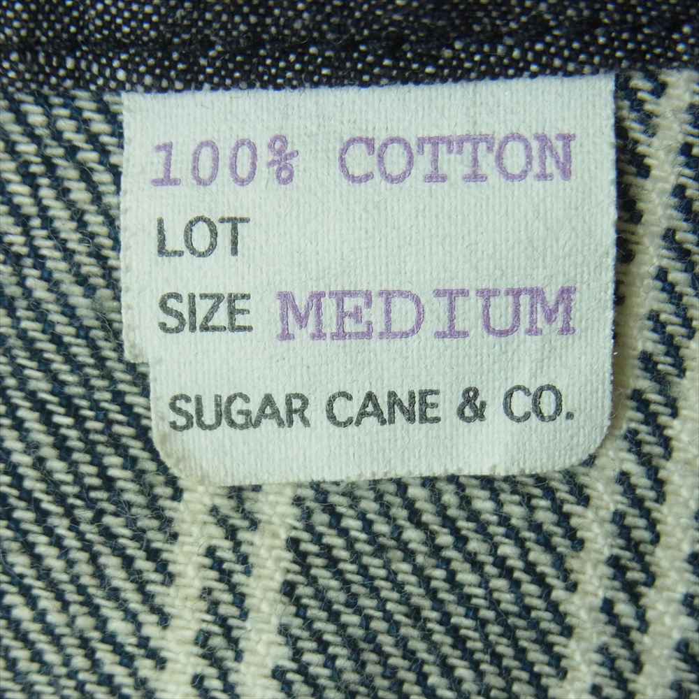 SUGAR CANE シュガーケーン デニム ストライプ ワーク ベスト コットン アメリカ製 グレー系 インディゴブルー系 M【中古】