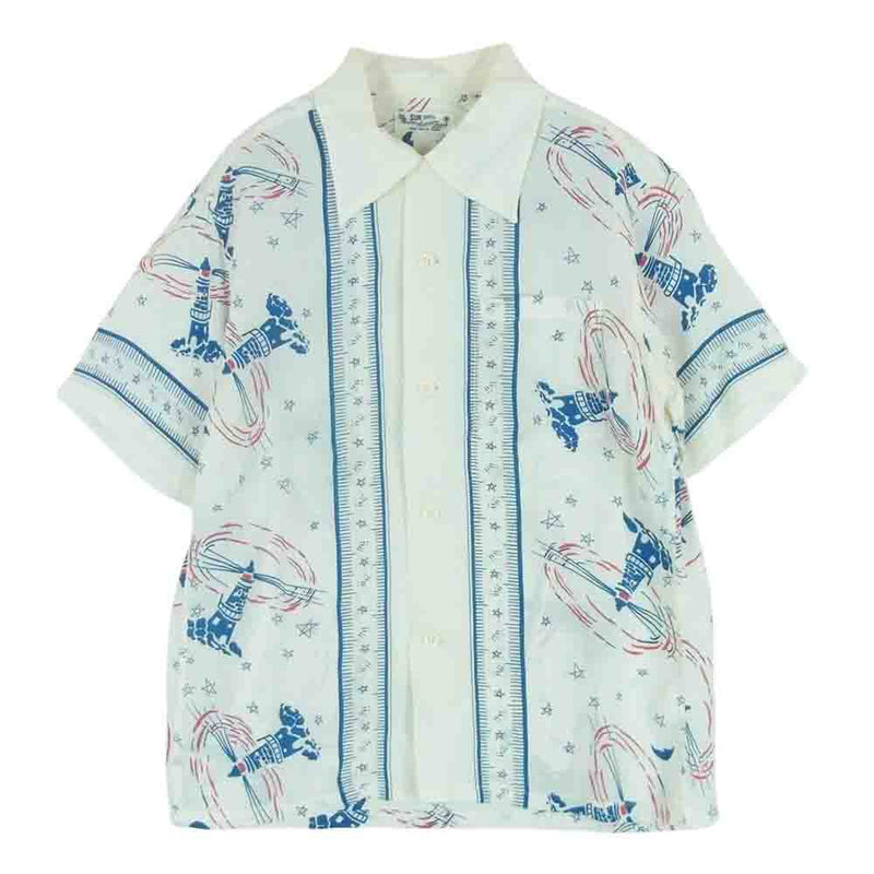 SUN SURF サンサーフ SS37791 RAYON HAWAIIAN SHIRT THE LIGHTHOUSE 東洋 レーヨン ハワイアン アロハ シャツ オフホワイト系 S【中古】