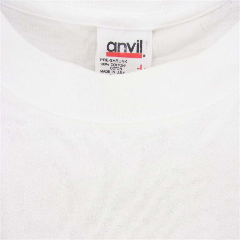 エムアンドエム 90s anvil オリジナル アンビル ボディ ピンストライプ ロングスリーブ 長袖 Tシャツ  ホワイト系 L【中古】