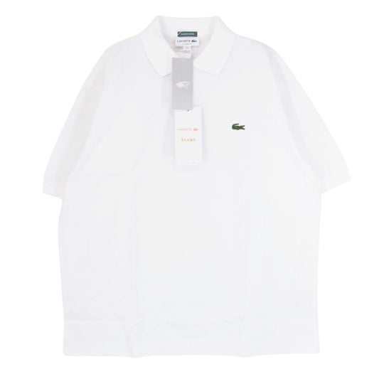 LACOSTE ラコステ PH102MJ-99 BEAMS ビームス 別注 鹿の子 ワンポイント 刺繍 ロゴ 半袖 ポロシャツ ホワイト系 3【新古品】【未使用】【中古】