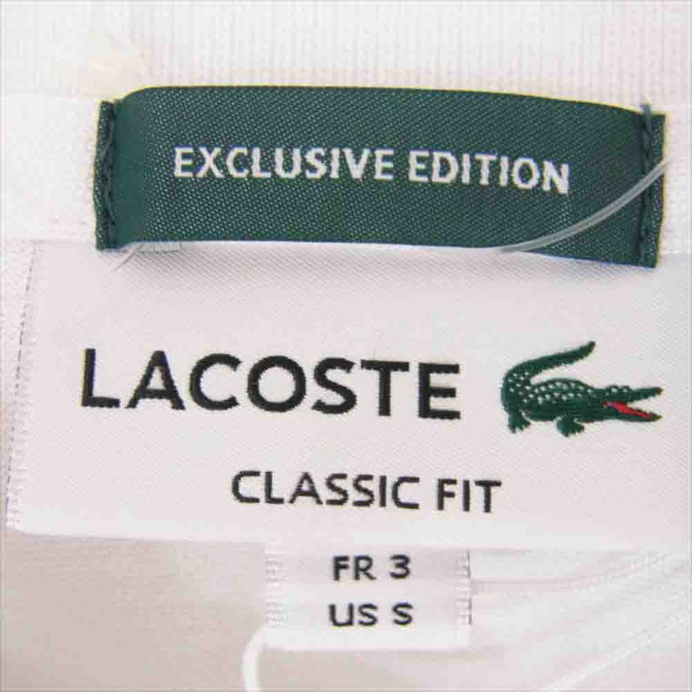 LACOSTE ラコステ PH102MJ-99 BEAMS ビームス 別注 鹿の子 ワンポイント 刺繍 ロゴ 半袖 ポロシャツ ホワイト系 3【新古品】【未使用】【中古】