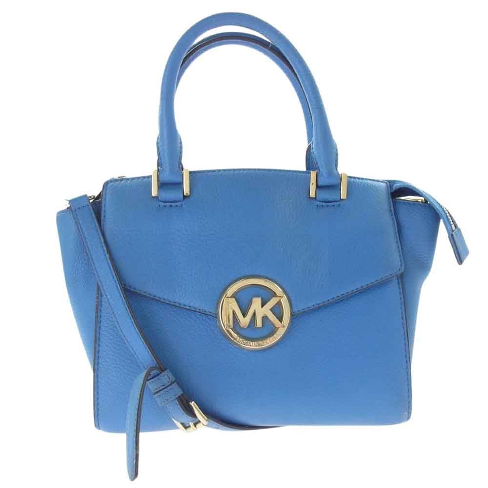 Michael Kors マイケルコース  35H4GHUS2L ハドソン ミディアム サッチェル 2WAY レザー ショルダー ハンド バッグ ブルー系【中古】