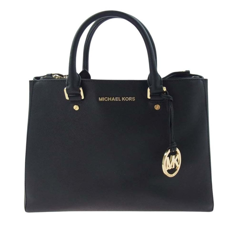 Michael Kors マイケルコース 30S4GTVS7L SUTTON Medium Satchel レザー サットン ハンド バッグ ブラック系【中古】