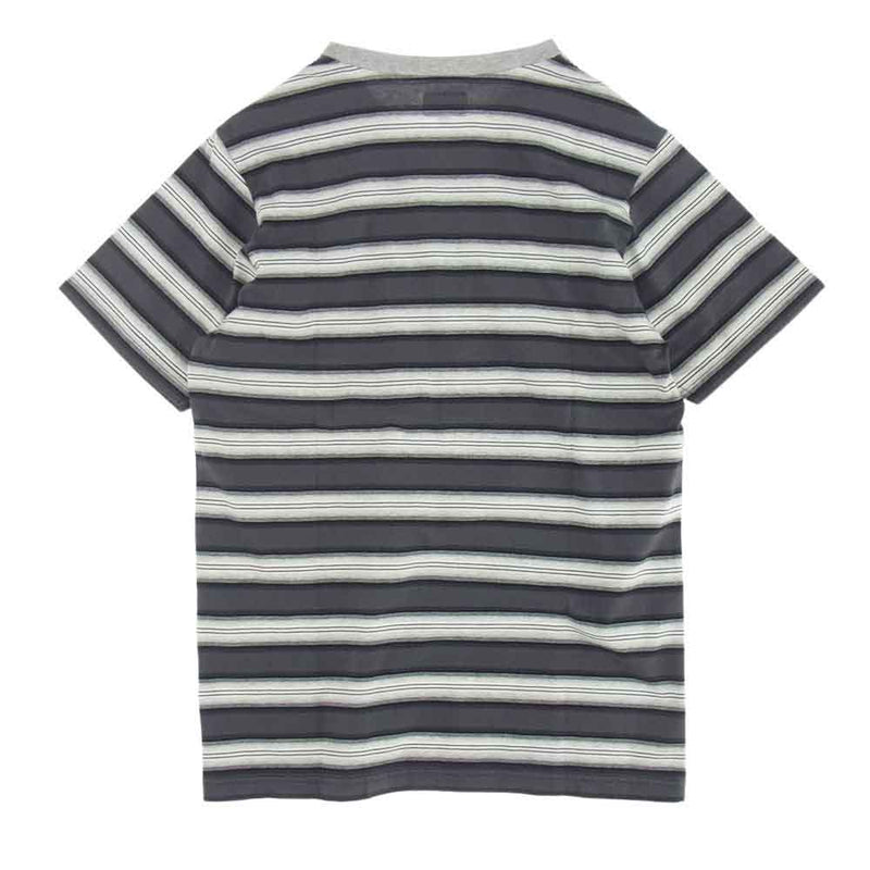 Supreme シュプリーム 17SS Shadow Stripe Tee ロゴ 刺繍 シャドー ストライプ 半袖 Tシャツ グレー系 M【中古】