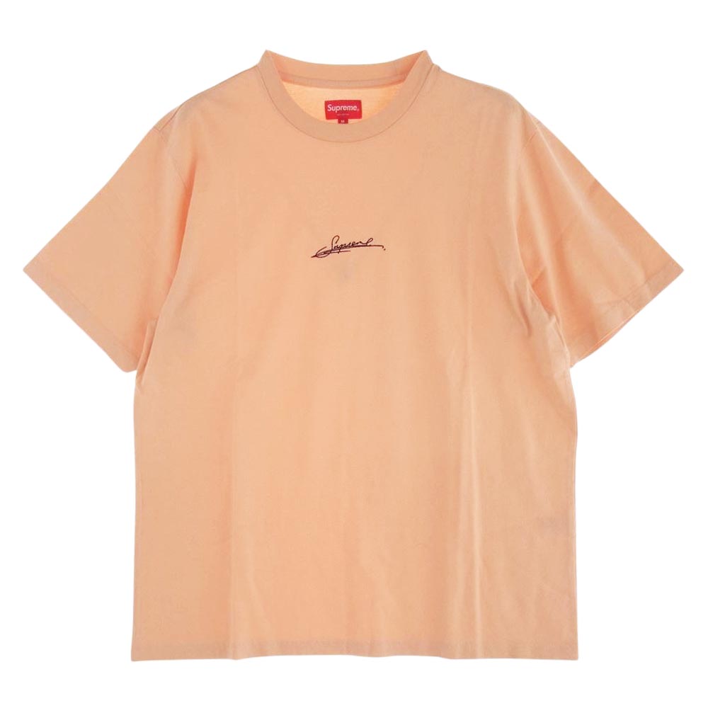 Supreme シュプリーム 20SS Signature S/S Top シグナチャー ロゴ 半袖 Tシャツ サーモン色系 M【極上美品】【中古】