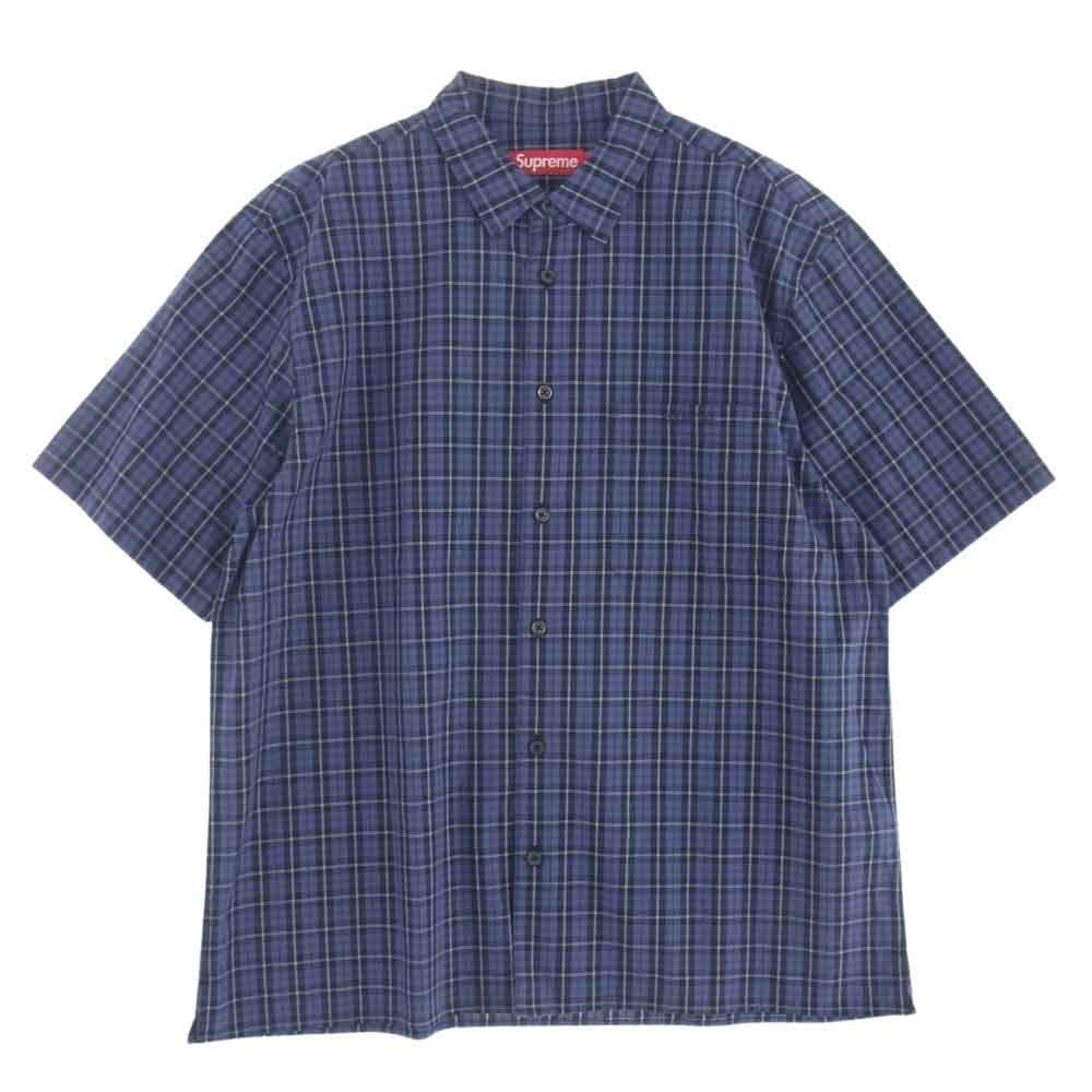 Supreme シュプリーム 24SS Loose Fit Mini Plaid S/S Shirt ルーズ フィット ミニ プレイド 半袖 シャツ ネイビー系 L【新古品】【未使用】【中古】