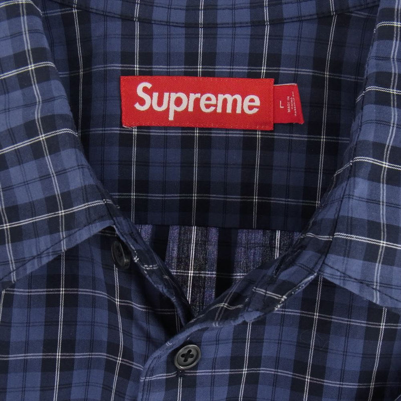 Supreme シュプリーム 24SS Loose Fit Mini Plaid S/S Shirt ルーズ フィット ミニ プレイド 半袖 シャツ ネイビー系 L【新古品】【未使用】【中古】