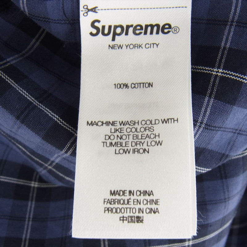 Supreme シュプリーム 24SS Loose Fit Mini Plaid S/S Shirt ルーズ フィット ミニ プレイド 半袖 シャツ ネイビー系 L【新古品】【未使用】【中古】