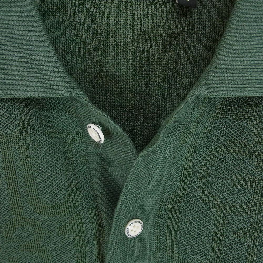 1piu1uguale3 ウノピュウノウグァーレトレ GRK049 POE427 GOLF ゴルフ 113 FLAGSHIP LIMITED S/S KNIT POLO ロゴ総柄 ニットポロ 半袖  グリーン系 IV【美品】【中古】