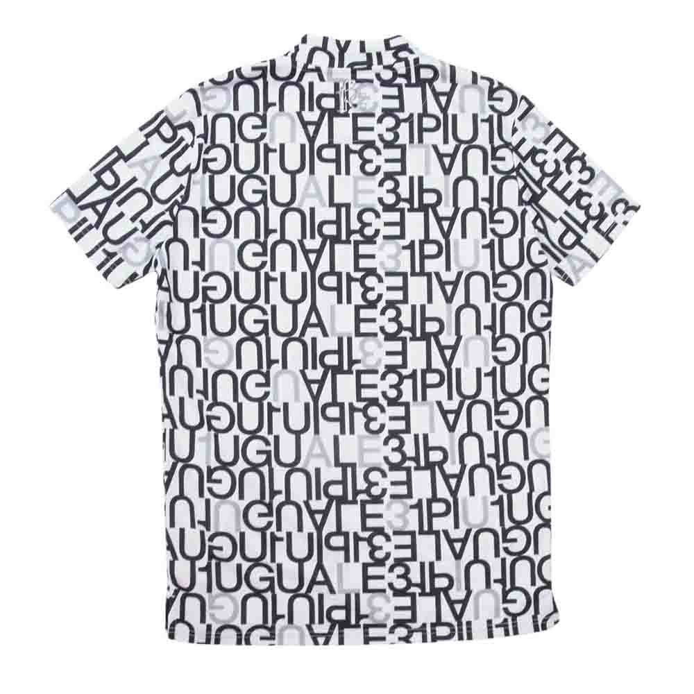 1piu1uguale3 ウノピュウノウグァーレトレ GRT166 POE398 GOLF ゴルフ 113 S/S MOCK NECK FULL MIX LOGO モックネック フルミックスロゴ 総柄 半袖 Tシャツ ホワイト系 IV【美品】【中古】