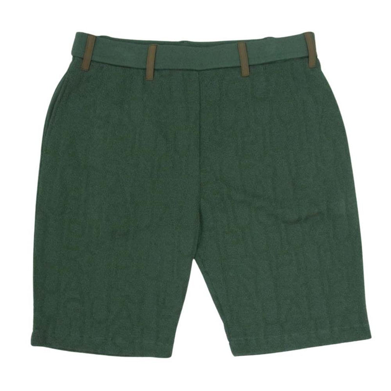 1piu1uguale3 ウノピュウノウグァーレトレ GRK050 POE427 GOLF ゴルフ 113 GOLF FLAGSHIP LIMITED KNIT SHORTS ロゴ総柄 ニット ショーツ ハーフパンツ グリーン系 IV【中古】