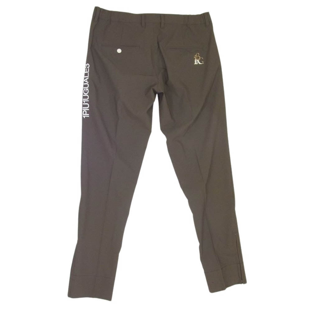 1piu1uguale3 ウノピュウノウグァーレトレ GRP100 POE400 GOLF ゴルフ 113 ZIP SLACKS 裾ジップ スラックス ロゴ カーキ系 VI【美品】【中古】