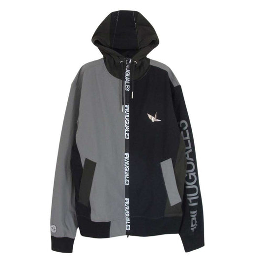1piu1uguale3 ウノピュウノウグァーレトレ GRB077 POE395 GOLF ゴルフ 113 CRAZY WIND BREAKER HOODIE クレイジー ウィンドブレーカー フーディー ツートンカラー グレー系 IV【美品】【中古】