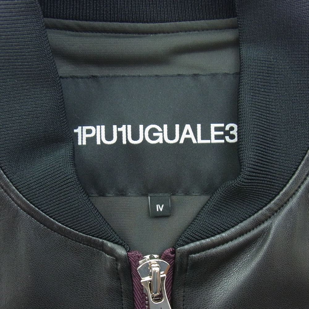 1piu1uguale3 ウノピュウノウグァーレトレ TF022 SL01 × THE SAINT MAFIA セイントマフィア  STADIUM HOODED PREMIUM LEATHER スタジアムジャンパー フェイクレザー ジップアップ ジャッケット ブラック系 IV【中古】