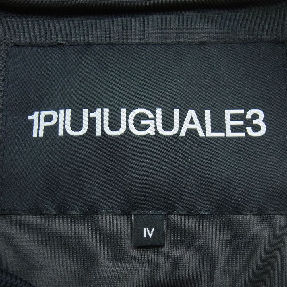 1piu1uguale3 ウノピュウノウグァーレトレ TF022 SL01 × THE SAINT MAFIA セイントマフィア  STADIUM HOODED PREMIUM LEATHER スタジアムジャンパー フェイクレザー ジップアップ ジャッケット ブラック系 IV【中古】