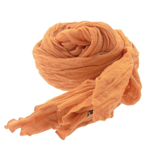 HERMES エルメス フランス製 H編み ロゴジャガード コットン ストール ショール オレンジ系【中古】