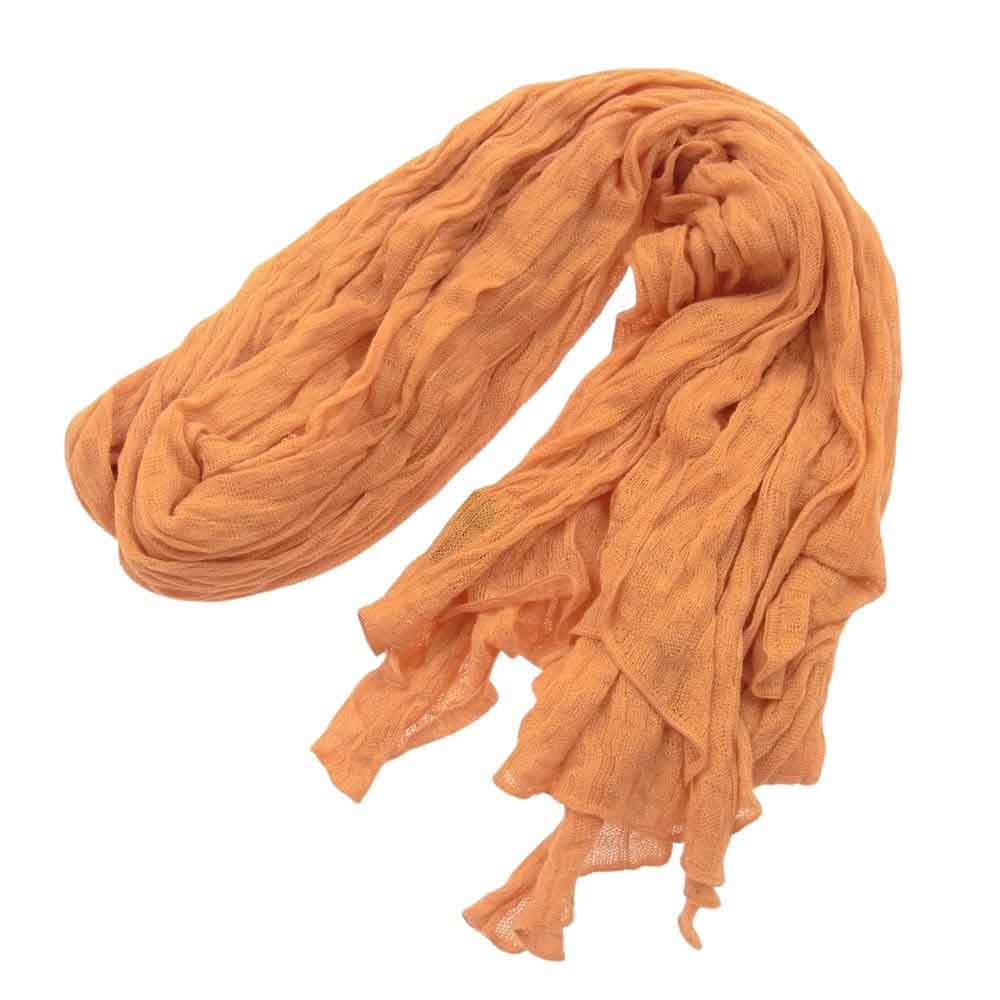 HERMES エルメス フランス製 H編み ロゴジャガード コットン ストール ショール オレンジ系【中古】