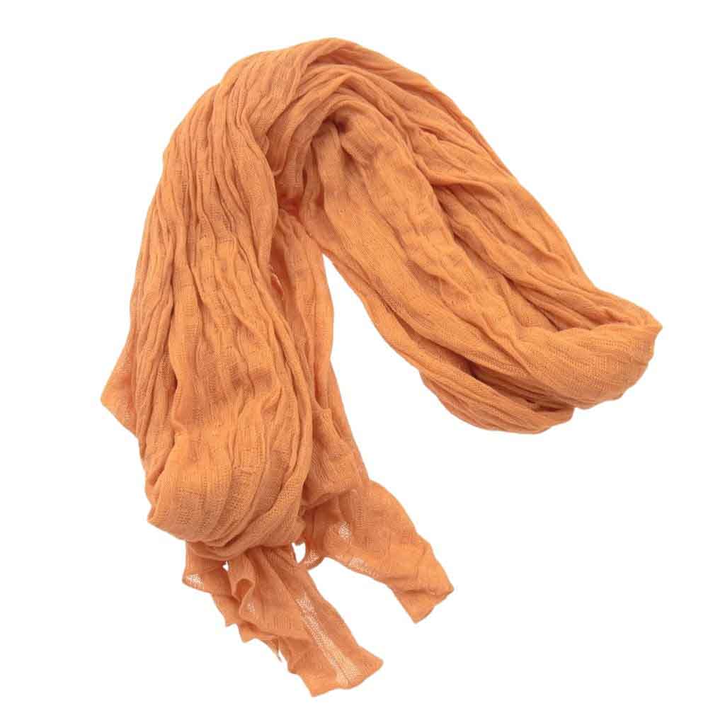 HERMES エルメス フランス製 H編み ロゴジャガード コットン ストール ショール オレンジ系【中古】