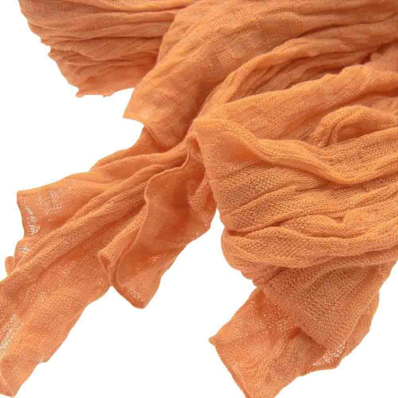 HERMES エルメス フランス製 H編み ロゴジャガード コットン ストール ショール  オレンジ系【中古】