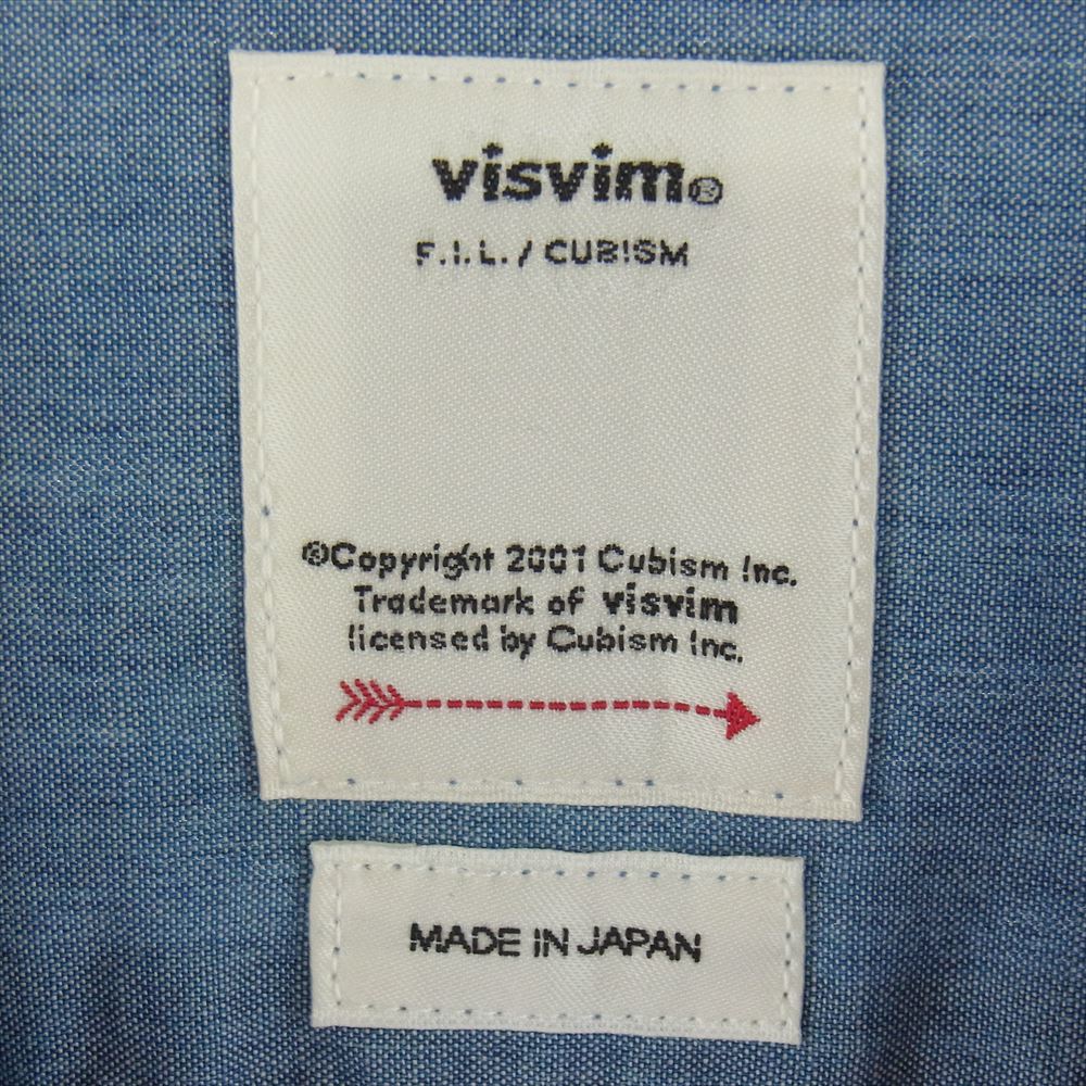 VISVIM ビズビム 0123405011001 KEESEY SHIRT S/S CHAMBRAY INDIGO SENDAI シャンブレー 半袖シャツ インディゴブルー系 2【中古】