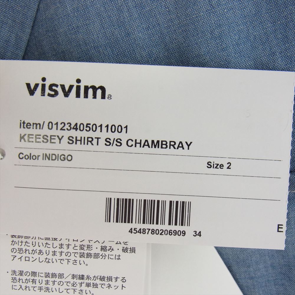 VISVIM ビズビム 0123405011001 KEESEY SHIRT S/S CHAMBRAY INDIGO SENDAI シャンブレー 半袖シャツ インディゴブルー系 2【中古】