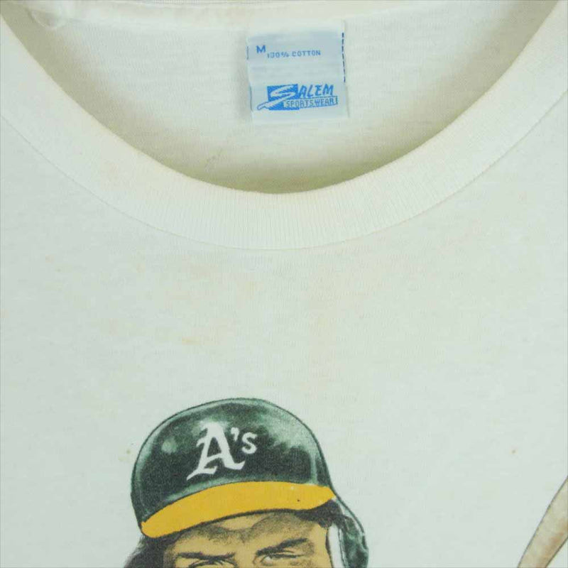 ヴィンテージ Oakland As Athletics Jose Canseco Caricature ヴィンテージ ホゼカンセコ ベースボール 半袖 プリント Tシャツ オフホワイト系 M【中古】