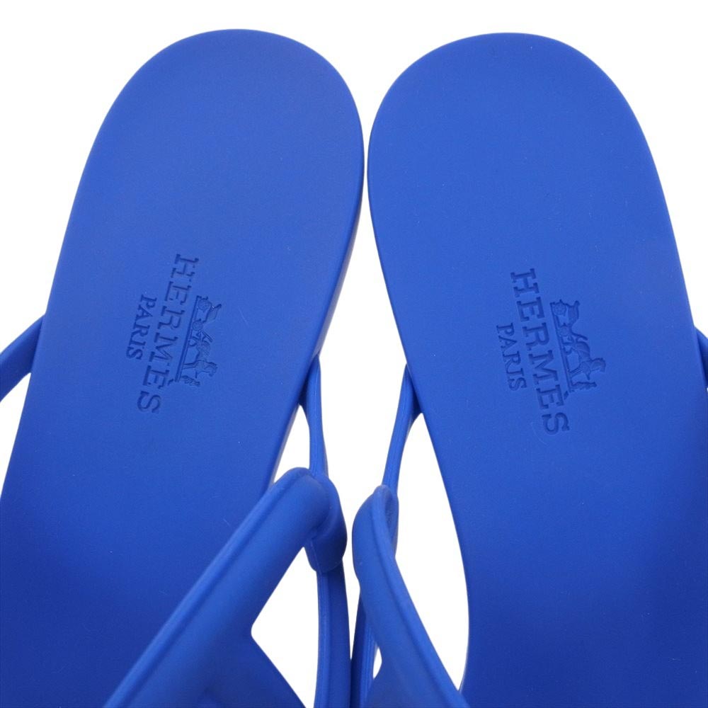 HERMES エルメス シェーヌダンクル アロハ ラバー フラット サンダル ブルー系 37【中古】