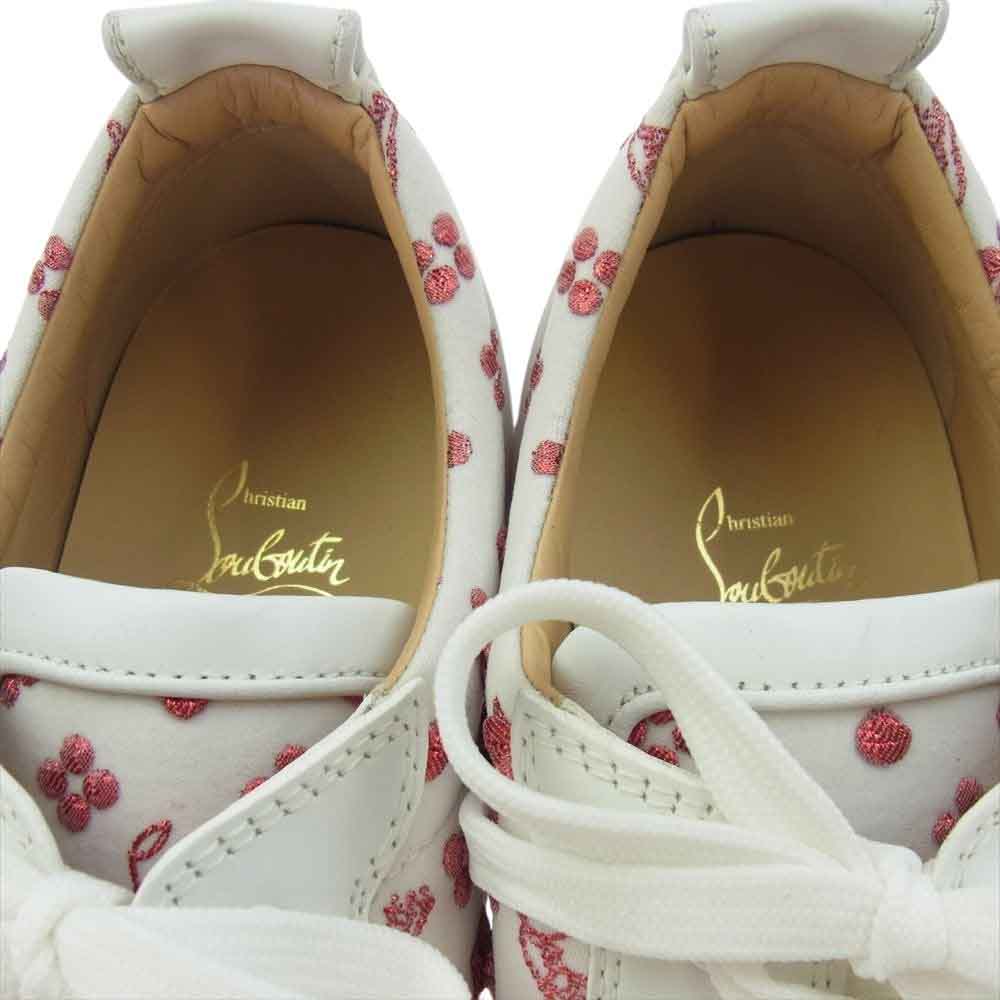 Christian Louboutin クリスチャンルブタン ロゴ ラメ レザー ローカット スニーカー ホワイト系 44【中古】
