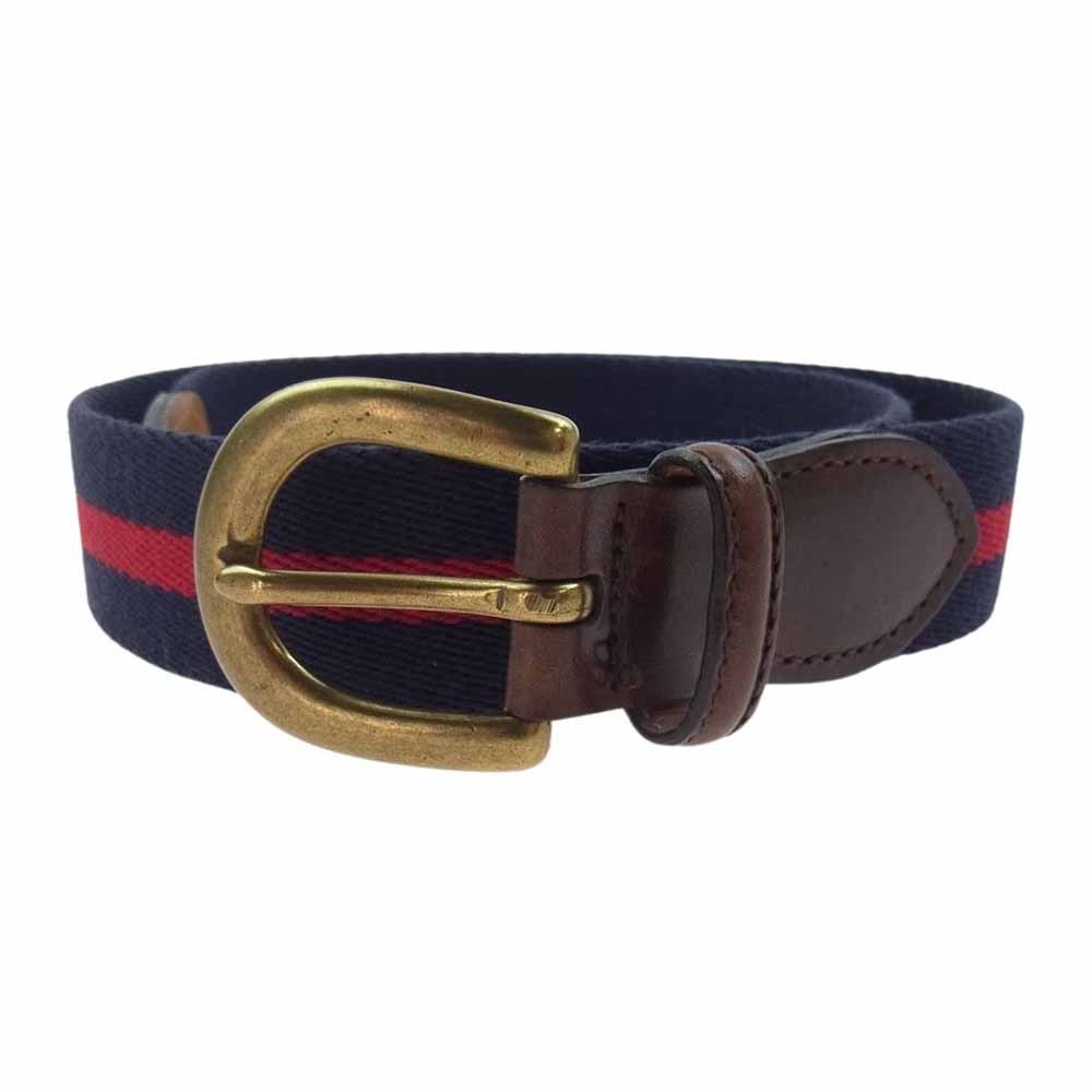 Brooks Brothers ブルックスブラザーズ USA製 0341401 コットン レザー ベルト ネイビー系 32【中古】