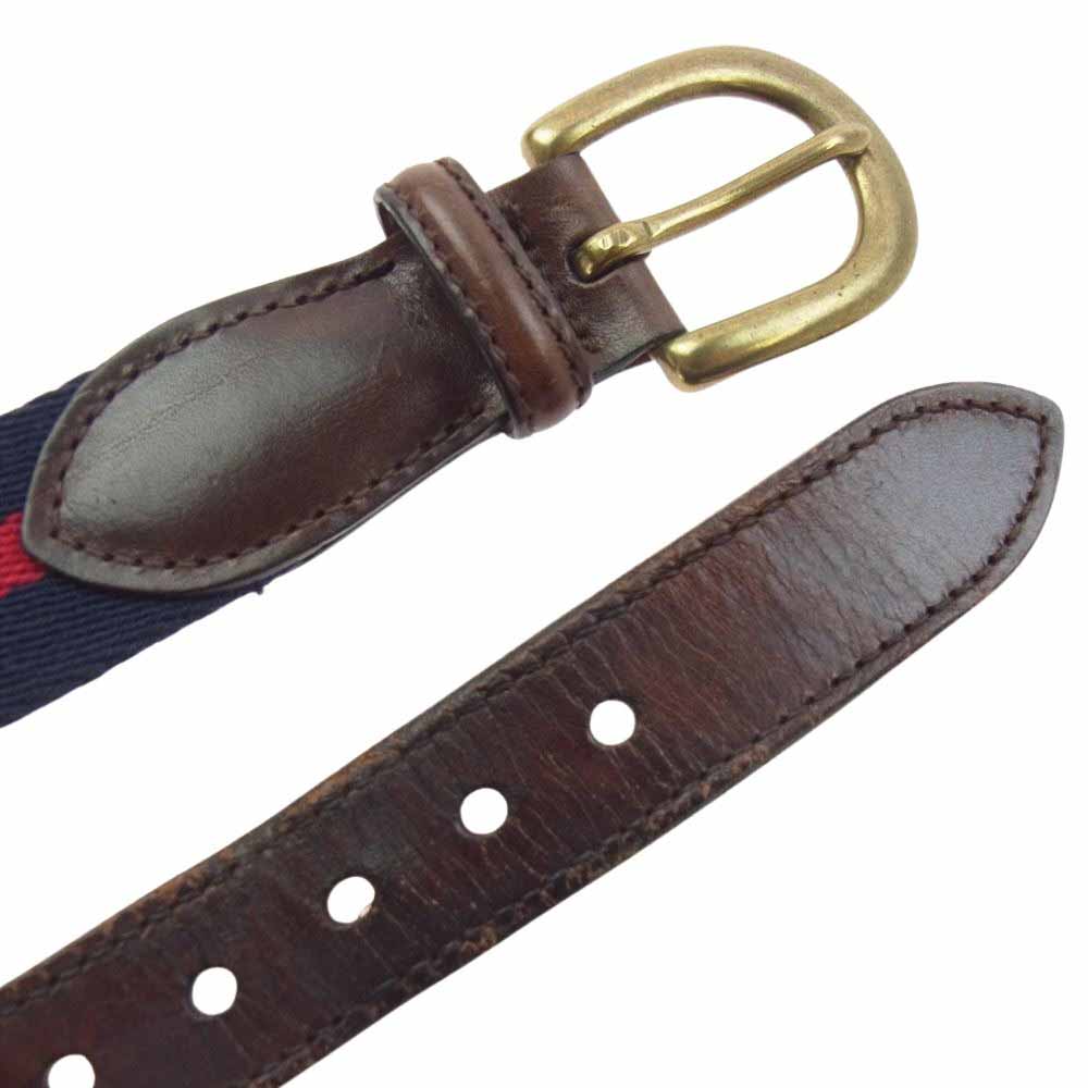 Brooks Brothers ブルックスブラザーズ USA製 0341401 コットン レザー ベルト ネイビー系 32【中古】