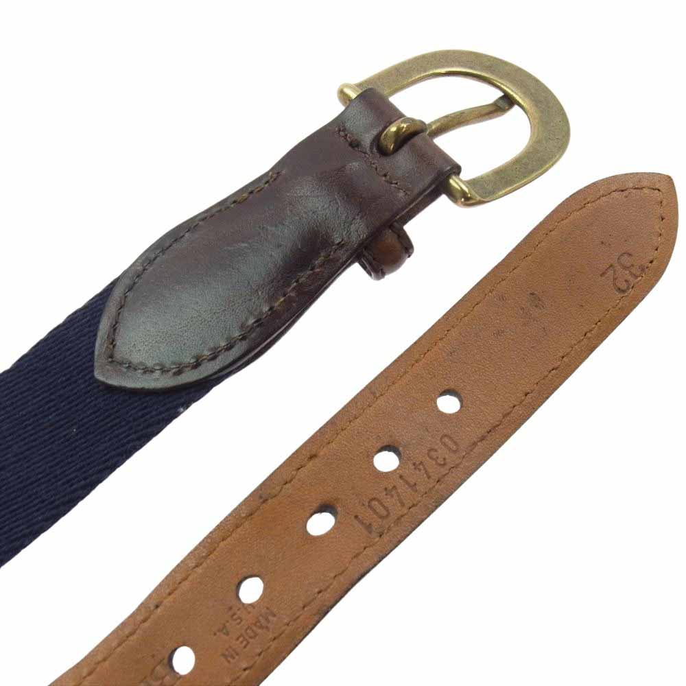 Brooks Brothers ブルックスブラザーズ USA製 0341401 コットン レザー ベルト ネイビー系 32【中古】