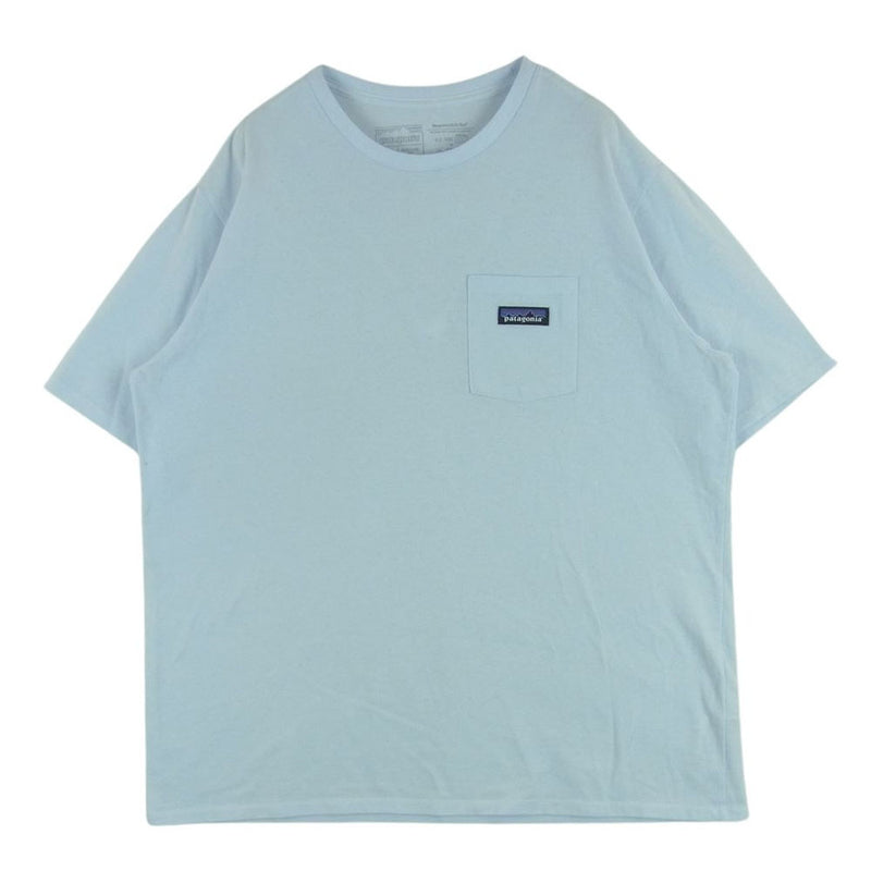 patagonia パタゴニア 37406 P-6 Label Pocket Re-T-shirts ラベル ポケット レスポンシビリティー 半袖 Tシャツ ライトブルー系 L【中古】