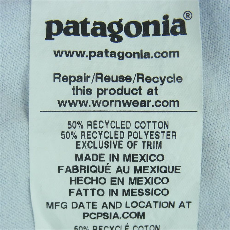 patagonia パタゴニア 37406 P-6 Label Pocket Re-T-shirts ラベル ポケット レスポンシビリティー 半袖 Tシャツ ライトブルー系 L【中古】