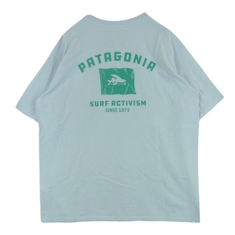 patagonia パタゴニア 37404 フライ ザ フラッグ レスポンシビリティー 半袖 Tシャツ メキシコ製 ライトブルー系 L【中古】