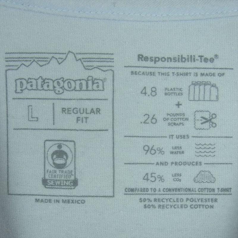 patagonia パタゴニア 37404 フライ ザ フラッグ レスポンシビリティー 半袖 Tシャツ メキシコ製 ライトブルー系 L【中古】