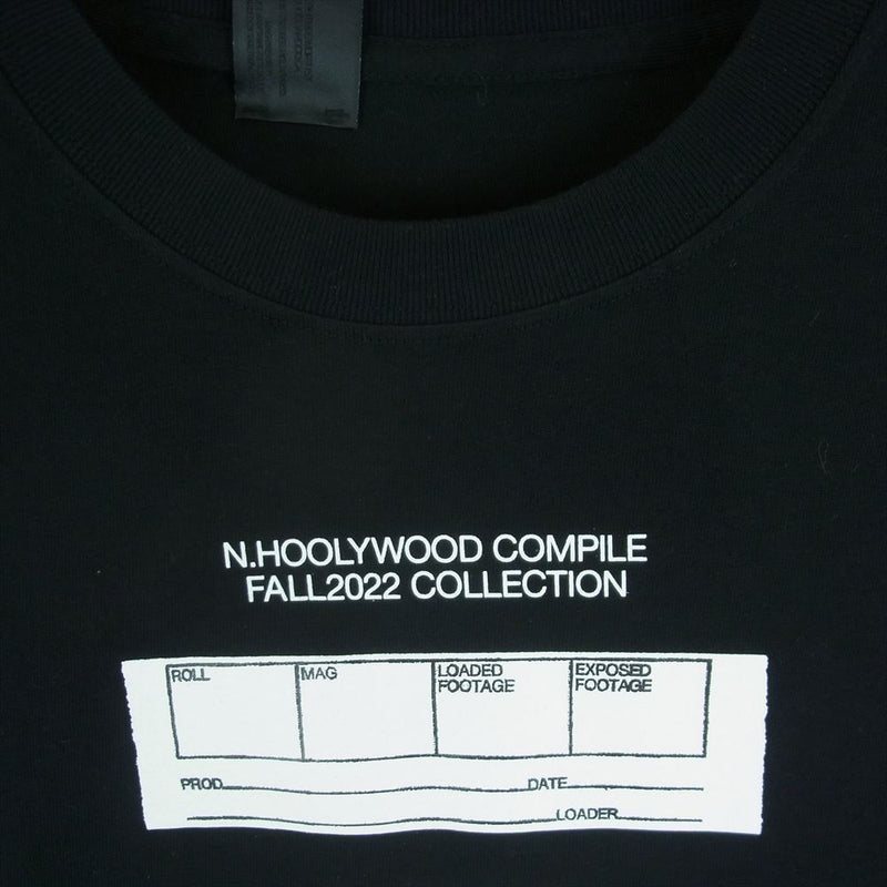 N.HOOLYWOOD エヌハリウッド 2222-CS82peg LONG SLEEVE T-SHIRT プリント ロゴ 長袖 Tシャツ ブラック系 38【中古】