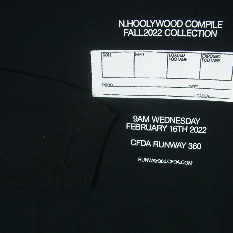 N.HOOLYWOOD エヌハリウッド 2222-CS82peg LONG SLEEVE T-SHIRT プリント ロゴ 長袖 Tシャツ ブラック系 38【中古】