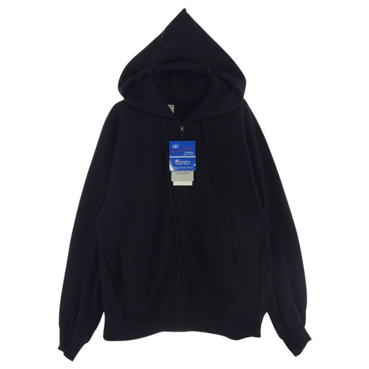 N.HOOLYWOOD エヌハリウッド × Champion チャンピオン ZIP UP HOODIEリバースウィーブ フルジップ パーカー ブラック系 M【中古】