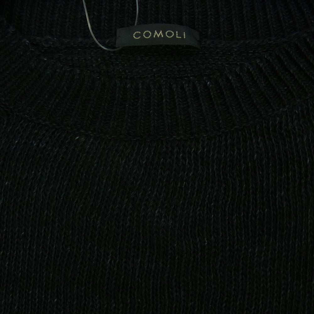 COMOLI コモリ 23SS X01-06008 7G コットン ガンジー ニット セーター 日本製 ブラック系 F【中古】